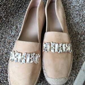 Karl Lagerfeld suede espadrilles with rhinestone accents
